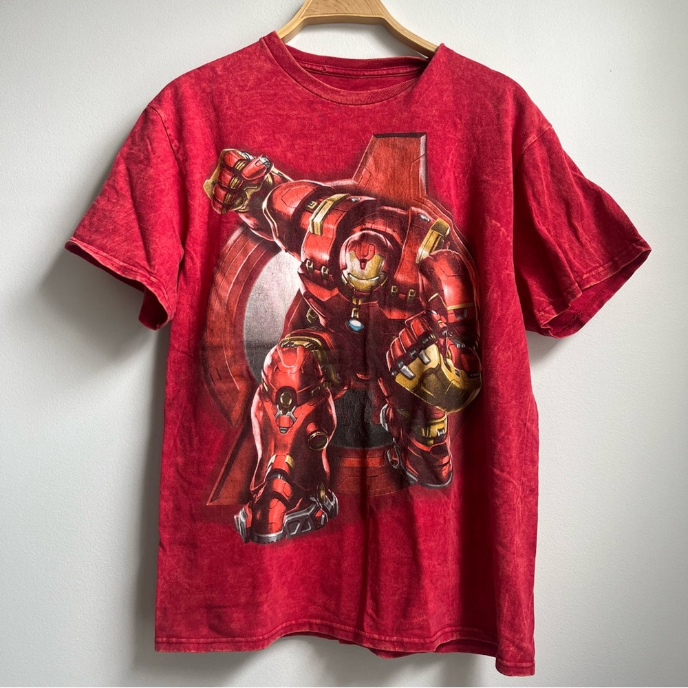 Iron Man Red Tie Dye Graphic Tee Shirt Avengers Age of Ultron Marvel Men’s Large